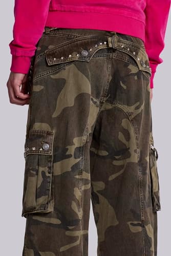 Mxiqqpltky Camo Cargo Pants for Men High Waist Wide Leg Hip Hop Flap Pockets Baggy Denim Pants Y2k Skater Jeans Streetwear3