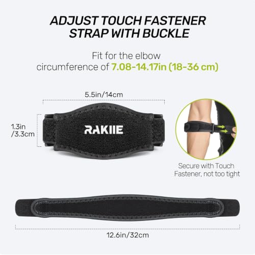 Image of Rakiie 2 Pack Tennis Elbow Brace for Men Women, Adjustable Non-slip Golfer Elbow Strap with Support Compression Pad, Counterforce Brace for Sports, Fit 7.08-14.17 inch, Blue