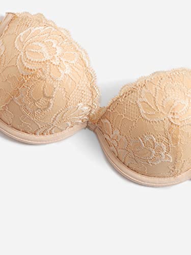 Soly Hux Women's 2 Piece Floral Lace Padded Strapless Underwire Bra Black And Beige 75B #TOP2