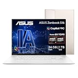 ASUS Zenbook S16 para Creadores de Contenido y Oficina/Ryzen AI 7 Serie 300/Radeon Graphics/50 Tops NPU/16 3K OLED 120Hz/24GB RAM-1TB SSD/Incluye...
