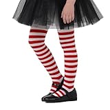 Century Star Girls Soft Cable Knit Tights - Cotton Seamless Stockings for Teen Girl Solid Warm Footed Leggings for Spring Outfit Red and White Stripes 4-6 Years