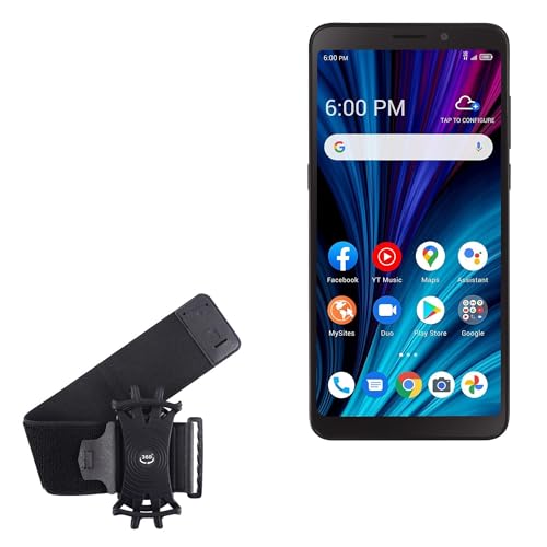 BoxWave Holster Compatible with TCL A3X - ActiveStretch Sport Armband, Adjustable Armband for Workout and Running - Jet Black