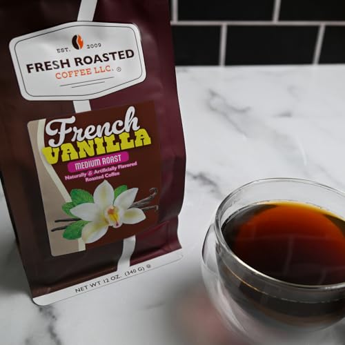 Image of Fresh Roasted Coffee, French Vanilla Flavored Drip Ground Coffee, Medium Roast, Kosher, 12 oz