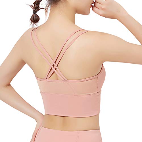 pedkit Sutiã esportivo feminino de secagem rápida malha de emenda push-up à prova de choque e acolch