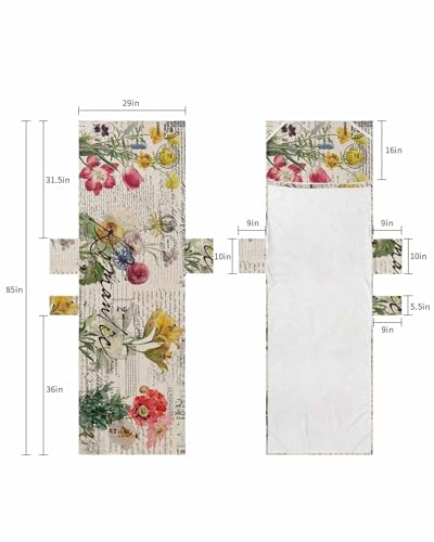 Beige Floral Beach Lounge Chair Towel Cover, Soft Chaise Lounge Towel with Side Pockets Patio Pool Chairs Cover for Beach/Pool Sunbathing 29x85 Vintage Botanical Romantic Shabby Flowers