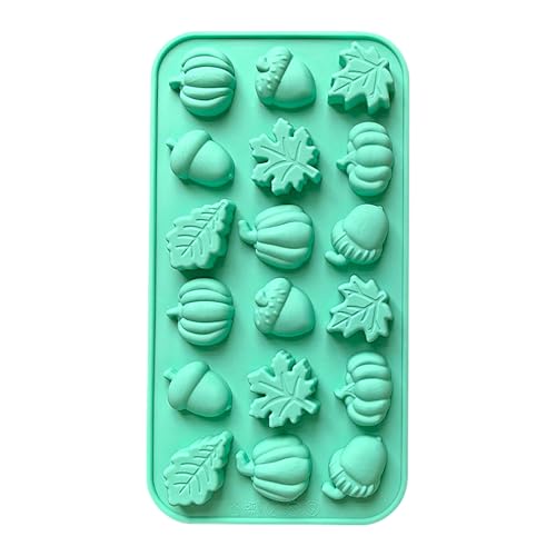 Moldes de silicona de chocolate para Halloween, 18 cavidades, calabaza de pino con hojas de arce, plantillas de fácil liberación para fondant, manualidades de chocolate, decoración de Acción de