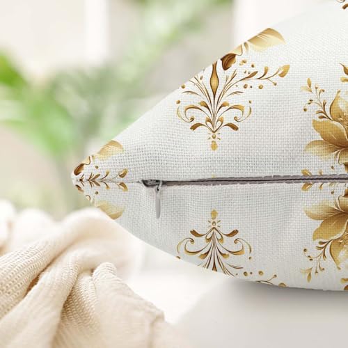Housse coussin 60x60cm imperméable moutarde taie oreiller extérieur fleurs - 5