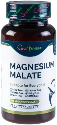 Natural Magnesium Malate 500mg Premium Grade Ideal Strength 100 Vegan Capsules