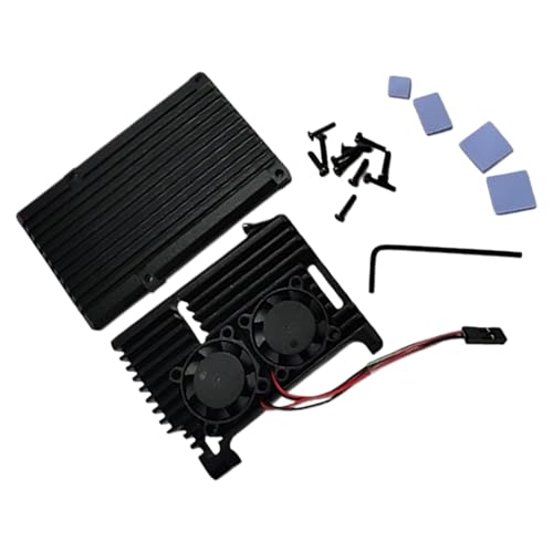 THINCAN Caja de armadura de aleación de aluminio 4B para 4B, carcasa de metal de refrigeración superior, ventilador silencioso doble, kit de instalación fácil