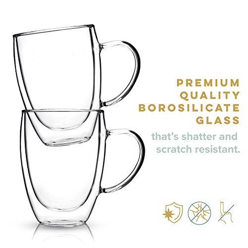Glass Coffee Mugs Drinking Glasses Set of 2 with Handle, 12oz Double Walled Thermo Insulated Cups for Tea Latte Cappuccino Espresso - Thumbnail 6