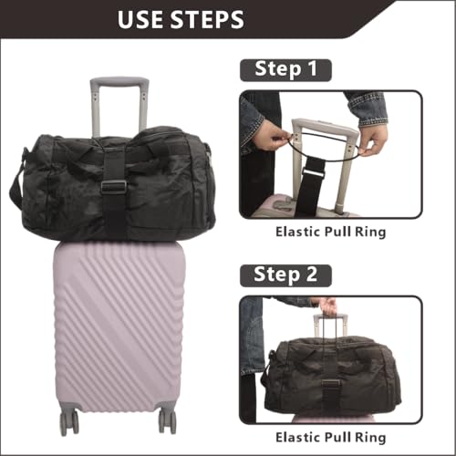 Image of 3 Elastic Fastening Luggage Straps, Adjustable, Durable, Water-Resistant, Travel Belt for Luggage Over Handle, Black