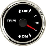 BLUERICE 52mm Domed Series Marine Trim Gauge UP DN Boat Trim Balance Gauge Meter 0-190ohm Signal Trim Tilt Indicator 7 Color Backlight IP68 for Vehicle Modification Yacht Marine