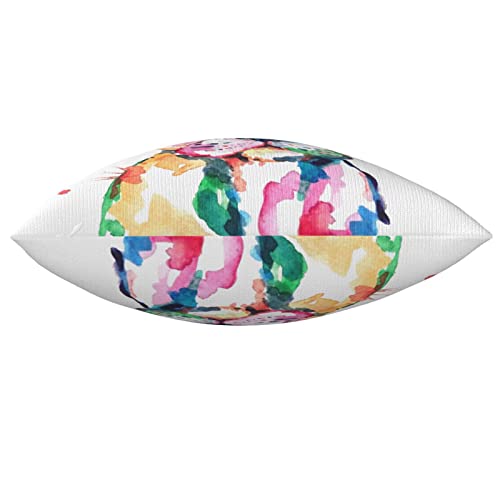 Varun Creative Multicolored French Bulldog Throw Pillow Covers Watercolor Puppy Animal Art Painting Square Pillowcases For Home Decor Sofa Car Bedroom Pillow Case 18X18Inch thumb #3