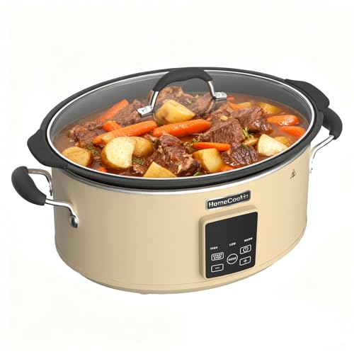Image of HOMECOOKIN Slow Cooker, Extra Large 10 Quart Programmable Slow Cookers, Dishwasher Safe Glass Lid & Crock, Kitchen Appliance for Families and Gatherings, Oatmeal
