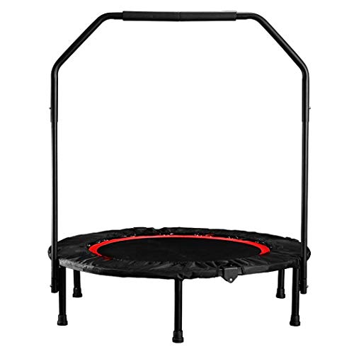 BWOLF Fitness Exercise Trampoline with Handle Bar, Folding Mini Trampoline Rebounder for Indoor