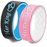 XAHH Silicone Ring for Couple,His Queen Her King Lovers Ring, Him Her Engagement Wedding Bands Matching Sets,Promise Love Heart Ring,Pink Women Size 8