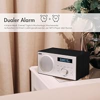 August MB420 DAB+/FM Radio mit Bluetooth-Digitales Küchenradio mit Holzgehäuse mit RDS-Funktion 60 Presets Hifi Lautsprecher 5W - Radiowecker mit Sleeptimer Alarm Snooze - USB/Aux-In/Aux-Out – Ansicht 5