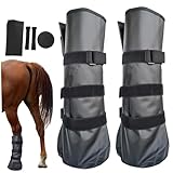 2 Stück Pferdegamaschen, wiederverwendbare PVC-Hufschuhe mit verstellbarem Riemen für eiskalte Wunden, Infektionen, schützende Pferde-Eisgamaschen, 50, 8 x 20, 3 cm, Schwarz