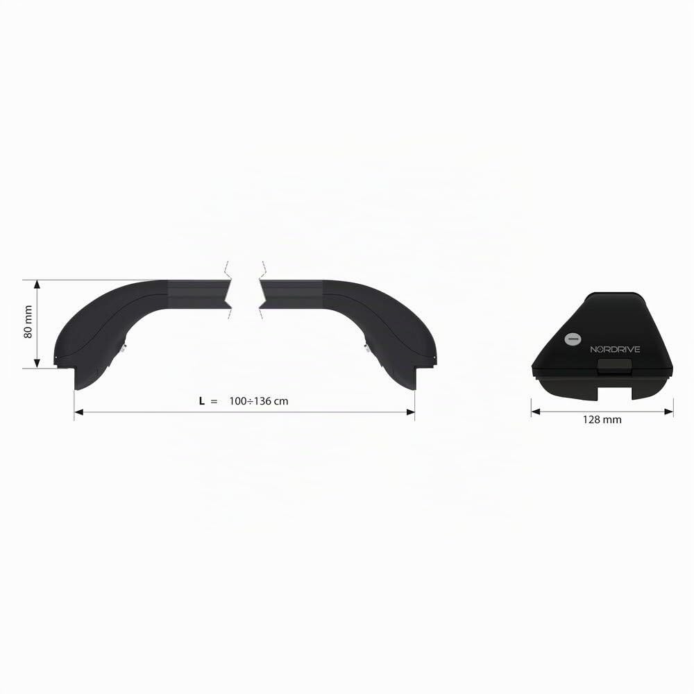 NORDRIVE N15017 Snap Alu, Coppia Barre portatutto telescopiche in Alluminio - L - 100÷136 cm