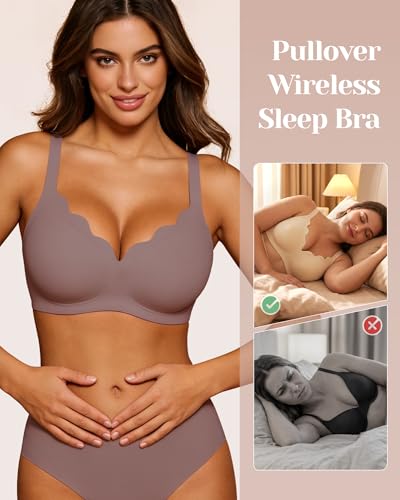 Image of Vinfact Plunge Jelly Bras for Women No Underwire Wireless Lift Full Coverage T Shirt Everyday Sleep Bra