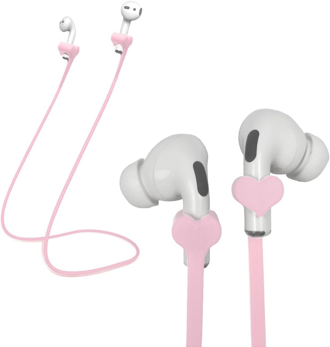 Magnetic Anti-Lost Straps for AirPods, 2 Pcs Soft Silicone Sports Lanyard Compatible with AirPods 4 and Pro,Pro2, AirPods 1/2, Bose JBL Beats (Pink)