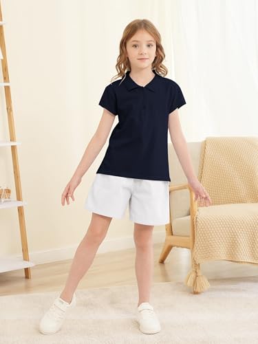 Image of OHD 3 Pack Girls Polo Shirt School Uniform Polo for Girls Cotton Soft Short Sleeve Classic Collared Shirt Size 3T-14
