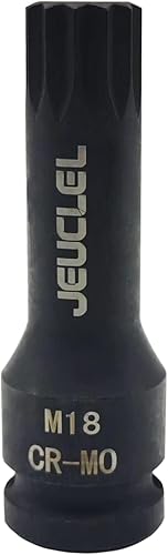 Miniatura 1 de M18 Impact Spline Bit Socket, 0.709 in métrico 12 pulgada de impacto de 12 pulgada zócalo cuadrado triple, adaptador de enchufe de destornillador de