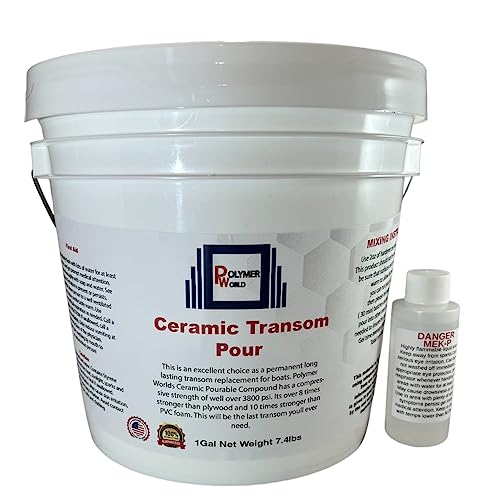 Polymer World: 1-5 Gallon Ceramic Transom Pour for Transom Repairs, Docks, Power Boats, Coring Parts, Mounting Engines, Sea Wall Repair, Replacement for Wood Transoms.