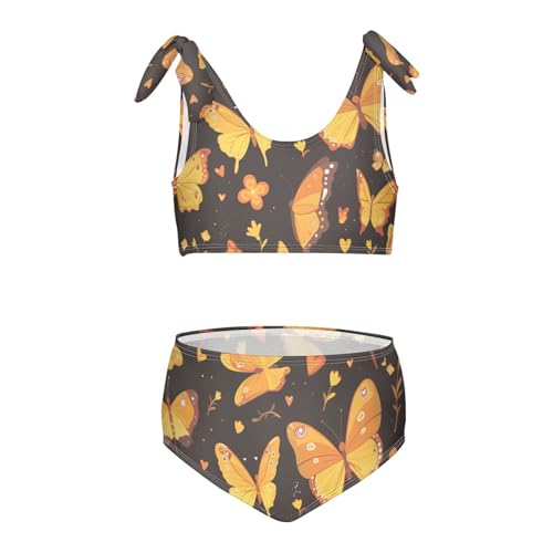 KLL Monarch Butterfly Girl Two Piece Bikini Set Quick-Dry Swimsuits Swimwear Adjustable Shoulder Strap