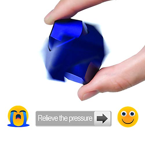 Fish's Choice Fidget Spinner, Spin Stability Alloy Finger Spin Cube, Relief Adhd Anxiety Autism, Stainless Steel Bearing 3 Min High Speed Mute Spin (Blue) #TOP3