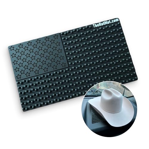 TheHatMat - Extra-Large Nonslip Dashboard Car Hat Holder Mat, Ideal Hat Holder for Truck Cowboy Hat Holder for Truck, Hat Holder for Car, Secures Hats and Items on The Road (No Quarter)