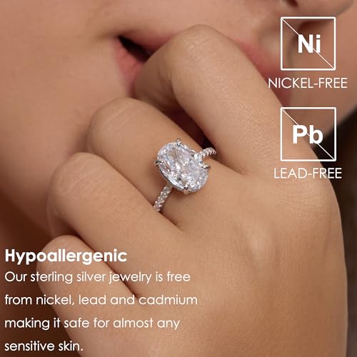 Michooyel Oval Cut 4ct Engagement Ring Sterling Silver Cubic Zirconia Rhodium Plated Solitaire Women‘s Ring Wedding Ring Promise Ring Wedding Band2