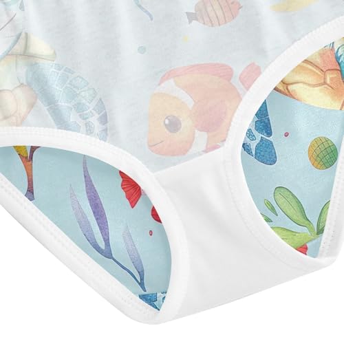 Cute Cartoon Turtle Blue Cotton Toddler Underwear, Girls Briefs, 2T–8 Years4