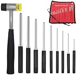 Roll Pin Punch Set with a hammer，9 Piece Steel Removal Tool Kit