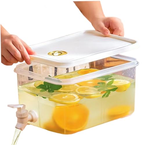 Dispensador de jarra de 5 litros con dispensador de bebidas de grifo con tapa de verano bebida fría recipiente jarra enfriar para frutas