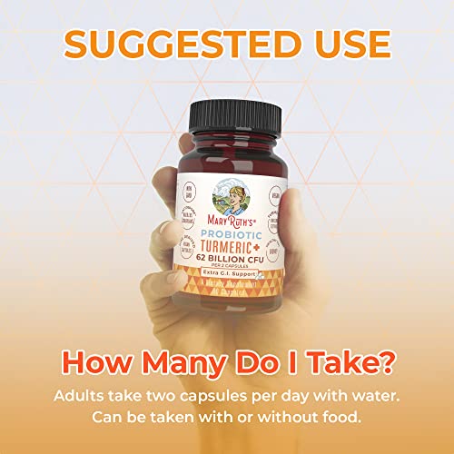 Maryruth Organics Probiotic Turmeric + Extra Gi - Support 62 Billion Cfu Ingredients Turmeric Complex With Probiotics - Turmeric Curcumin Capsules For Digestion - Plant-Based Vegan - 60 Ct #TOP3