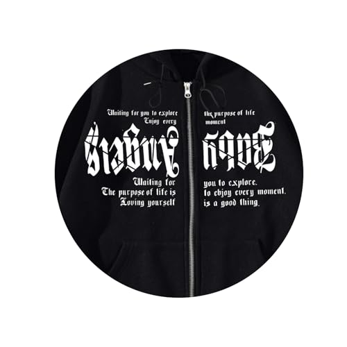 Thatrich Mens Fashion Hoodies Graphic Letter Printed Zip up Sweatshirts 2025 Casual Jackets Lightweight Streetwear Fleece3