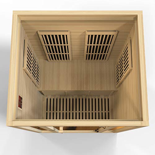 Durasage 2-Person Carbon Infrared Sauna - Canadian Hemlock Wooden Sauna - 1750 Watts - Bluetooth, FM Radio & USB Input - Thumbnail 3