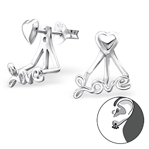 ICYROSE 925 Sterling Silver Ear Jacket Cursive Love Stud Earrings 24760