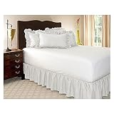 XMAIYIF Cubre Somier Envolver Alrededor de la Cama Falda Elástica Bed Ruffles Fácil Fit Easy Off Dade Resistant Solid Color Bed Faldas Calidad del Hotel Difusión de Tela(White,200x150cm)