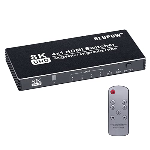 BLUPOW 8K@60Hz 4K@120Hz HDMI2.1ؑ֊ 41o ZN^[ XCb`[ PS5EXboxEBlu-ray palyerEApple TVEFire TVȂǑΉ hdmi؂ւEz@EXvb^[ VA141