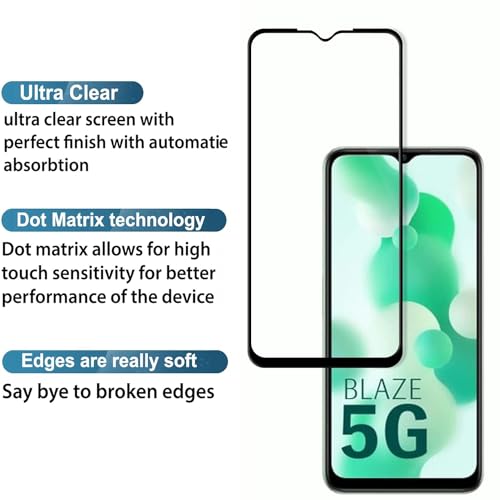 Image of DD SON Premium HD+ Tempered Glass Screen Protector Guard Compatible For Lava Blaze 5G Edge to Edge Coverage With Easy installation kit for Smartphone