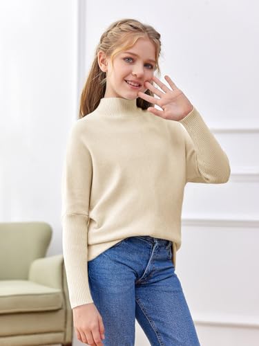 SySea Girls Pullover Sweaters Oversized Long Sleeve Turtleneck Knit Sweater Casual School Tops for 5-14 Years2