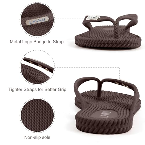 Image of LAVAU Flip Flops for Women, Waterproof Non Slip Thong Sandals for Shower Beach Pool, 100% Recyclable