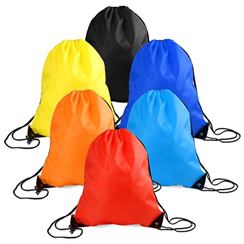 Dproptel Drawstring Bags Sack Cinch Bags Sport Gym Traveling Backpack Goody Birthday Party Favor Bags Supplies for Kids Teens Girls and Boys (6 Pack 6 Colors)