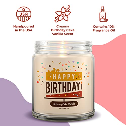 1Oak Happy Birthday Candle - Birthday Cake Candle - Birthday Candles For Women - Happy Birthday Gifts For Women - Happy Birthday Candles Gifts For Women - Bday Gift For Women - Clear Glass Jar 9Oz #TOP1