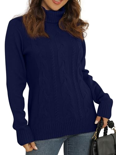 Pullover Damen Winter Kabel Stricken Pulli Largarm Rollkragenpullover Strickpullover Damen Knit Zopfstrick Sweater – Bild 5