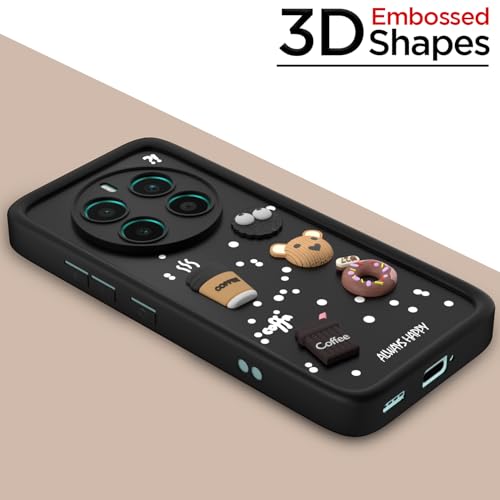 Image of Pikkme Back Cover for Realme 12 Plus 5G / P1 5G / Narzo 70 5G / 70 Pro 5G | Cute Fun Cartoon 3D Bear Silicone Full Body Protection Bumper Cover (Black)