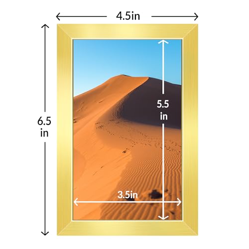 LaVie Home 4x6 Picture Frame for Wall Display, 4x6 Gold Picture Frame with HD Plexiglas, 4 x 6 Matted Frame 1 Pack, Display Frame for Vertical or Horizontal, Classic Collection