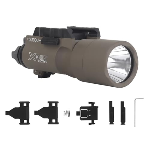 Zhongren X300 Tactical Pistol Light Flashlight Torch 800 Lumens White Lighting Tactical Airsoft Torch Flashlight 2 Mode Constant-on/Momentary-on Light (Tan)